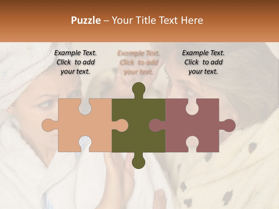 A Woman In A Bathrobe And A Woman With A Towel On Her Head PowerPoint Template