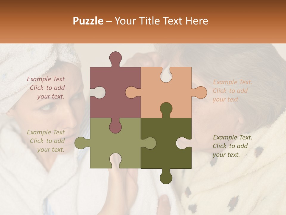 A Woman In A Bathrobe And A Woman With A Towel On Her Head PowerPoint Template