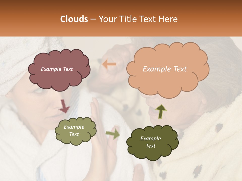 A Woman In A Bathrobe And A Woman With A Towel On Her Head PowerPoint Template