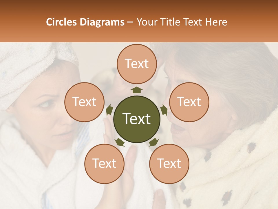 A Woman In A Bathrobe And A Woman With A Towel On Her Head PowerPoint Template