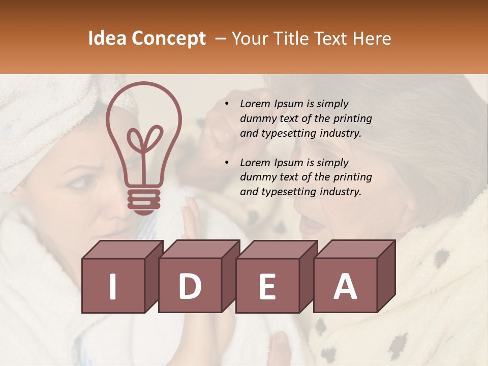 A Woman In A Bathrobe And A Woman With A Towel On Her Head PowerPoint Template