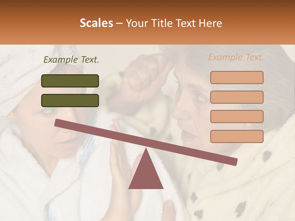 A Woman In A Bathrobe And A Woman With A Towel On Her Head PowerPoint Template