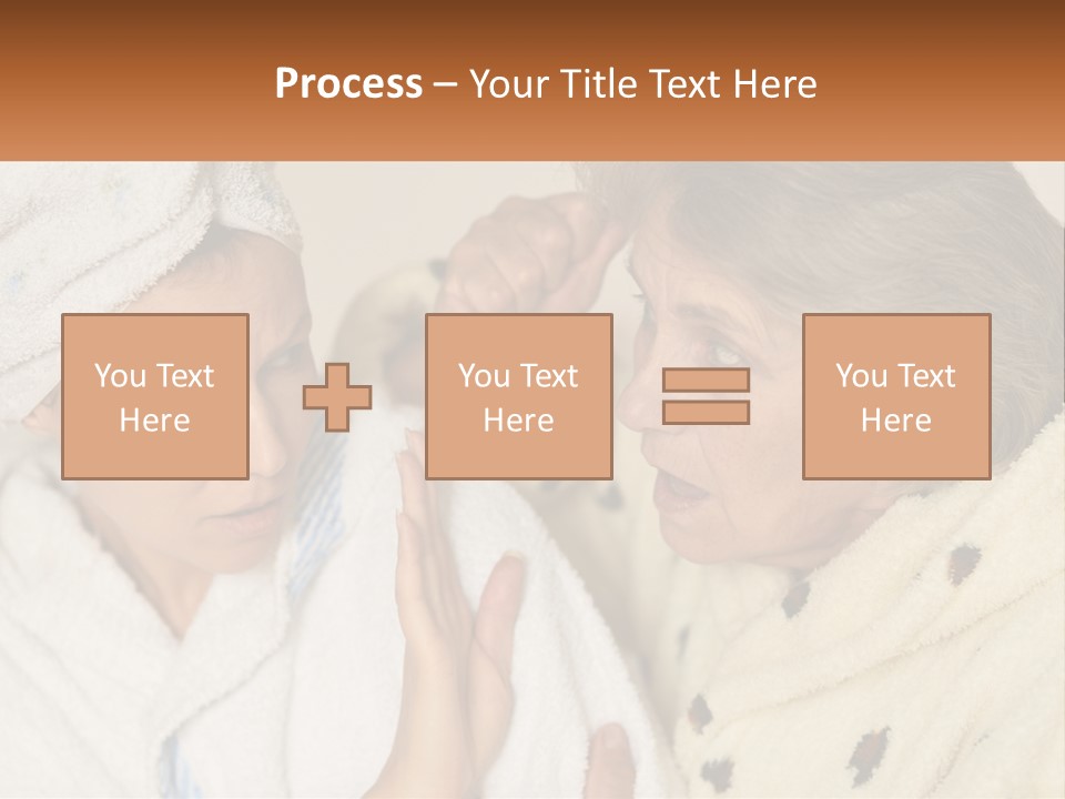 A Woman In A Bathrobe And A Woman With A Towel On Her Head PowerPoint Template