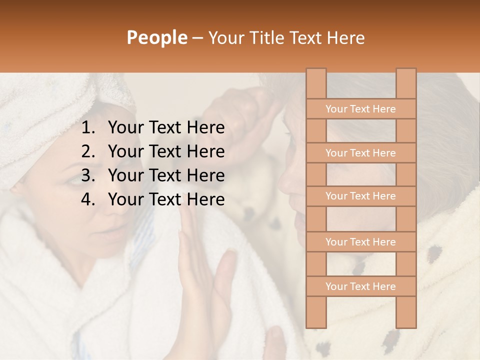 A Woman In A Bathrobe And A Woman With A Towel On Her Head PowerPoint Template