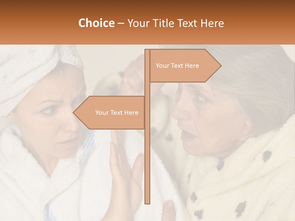 A Woman In A Bathrobe And A Woman With A Towel On Her Head PowerPoint Template