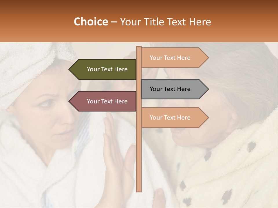 A Woman In A Bathrobe And A Woman With A Towel On Her Head PowerPoint Template