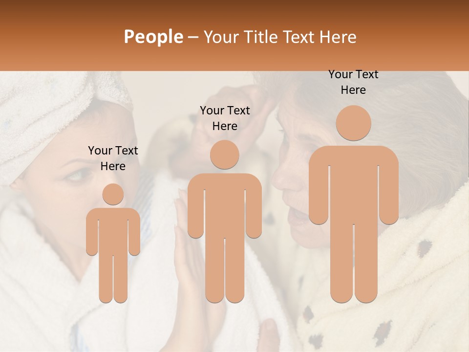 A Woman In A Bathrobe And A Woman With A Towel On Her Head PowerPoint Template