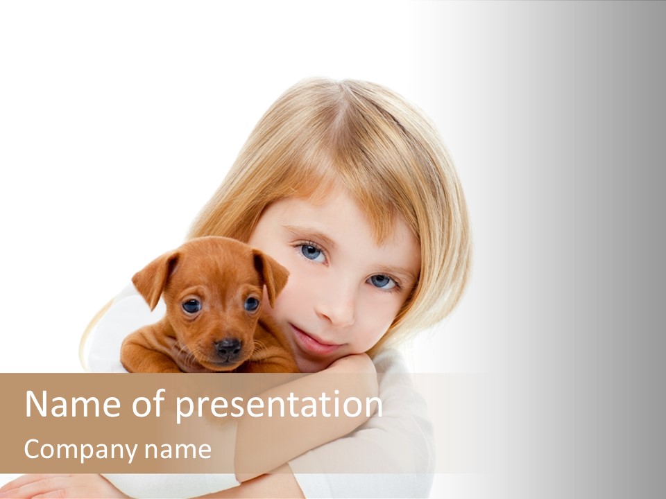 A Little Girl Holding A Puppy Powerpoint Template PowerPoint Template
