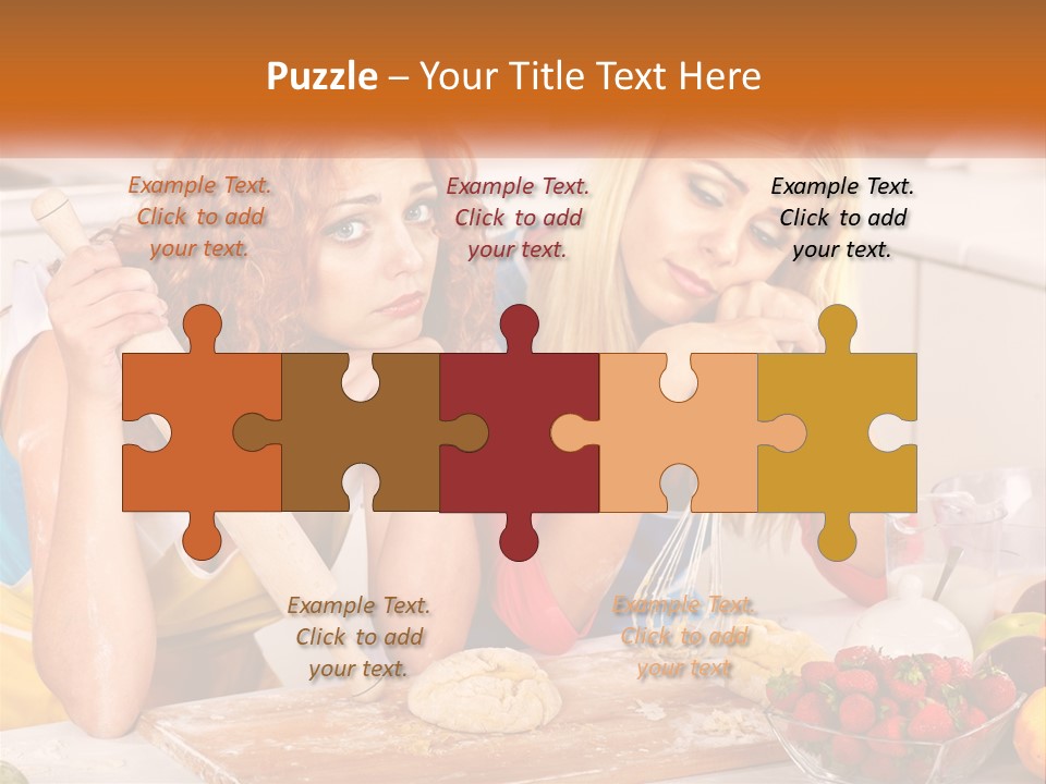 Two Women In The Kitchen With Rolling Dough PowerPoint Template