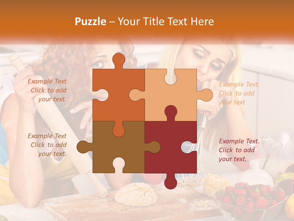 Two Women In The Kitchen With Rolling Dough PowerPoint Template