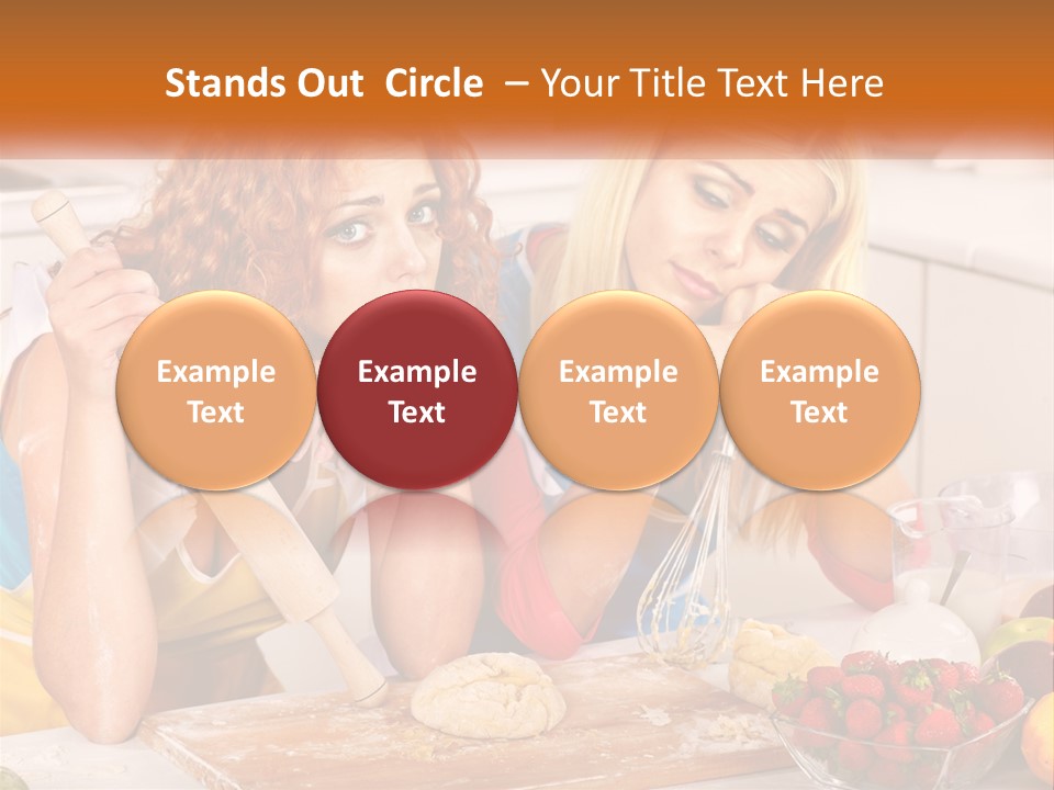 Two Women In The Kitchen With Rolling Dough PowerPoint Template