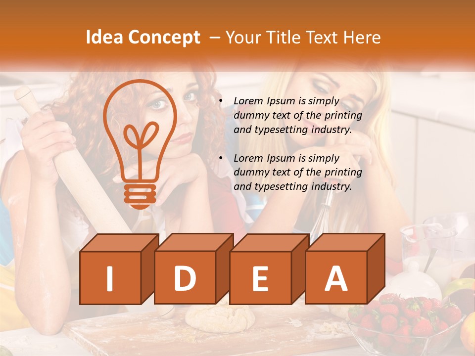 Two Women In The Kitchen With Rolling Dough PowerPoint Template