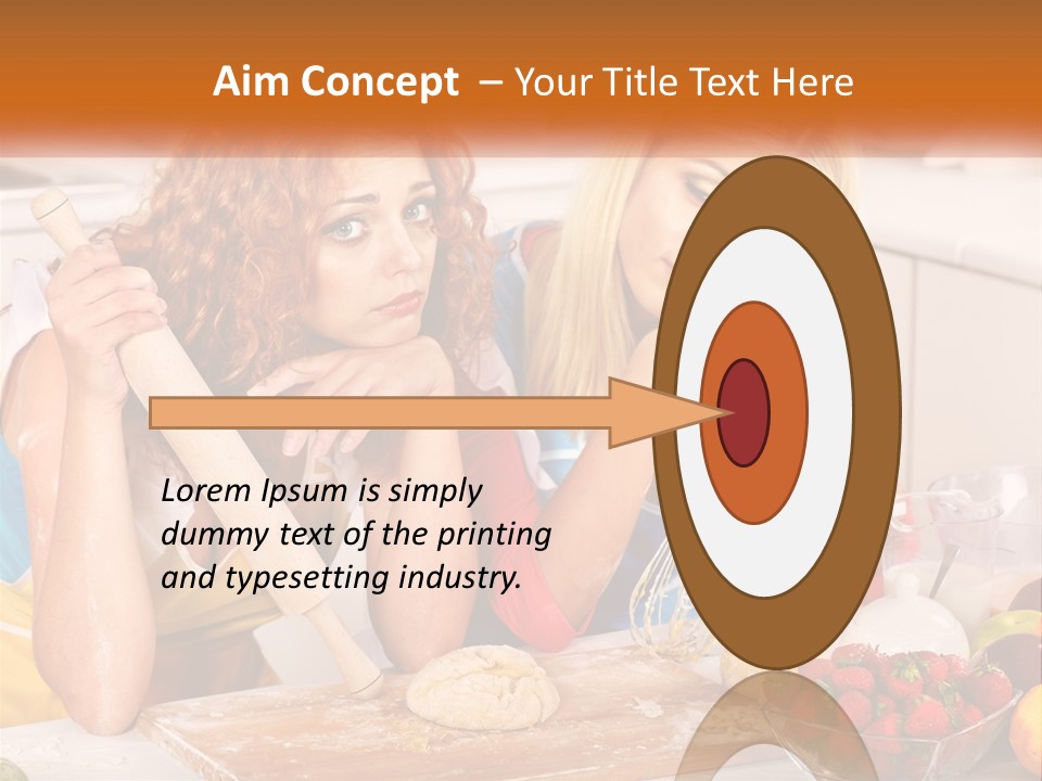 Two Women In The Kitchen With Rolling Dough PowerPoint Template