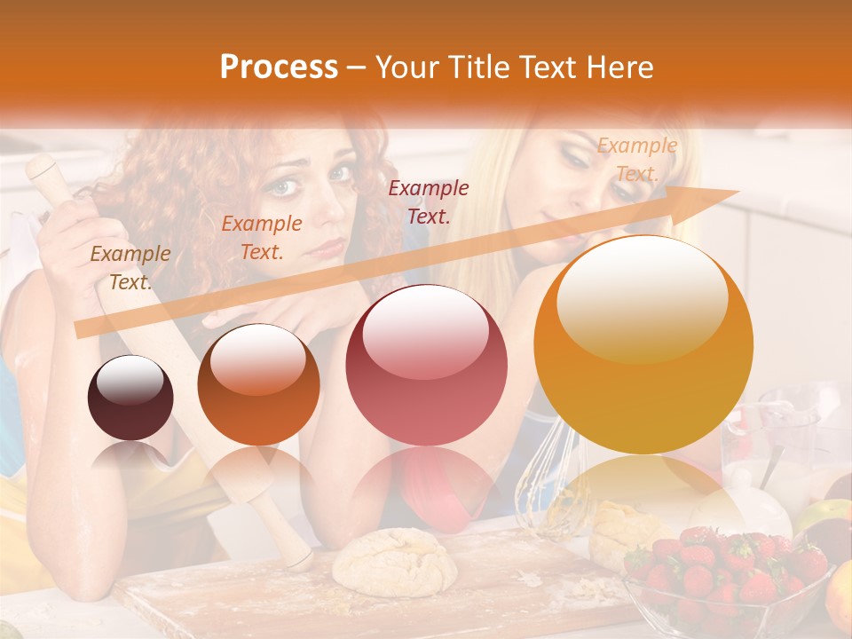 Two Women In The Kitchen With Rolling Dough PowerPoint Template