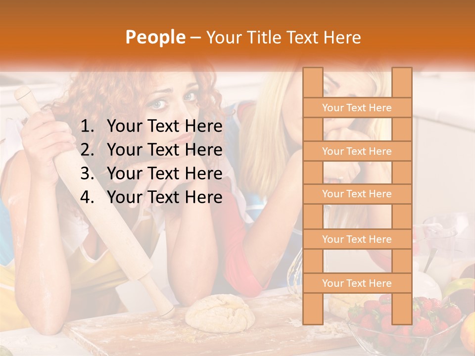 Two Women In The Kitchen With Rolling Dough PowerPoint Template