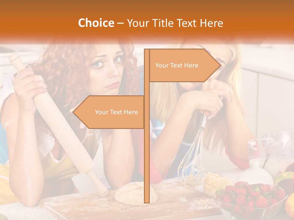 Two Women In The Kitchen With Rolling Dough PowerPoint Template