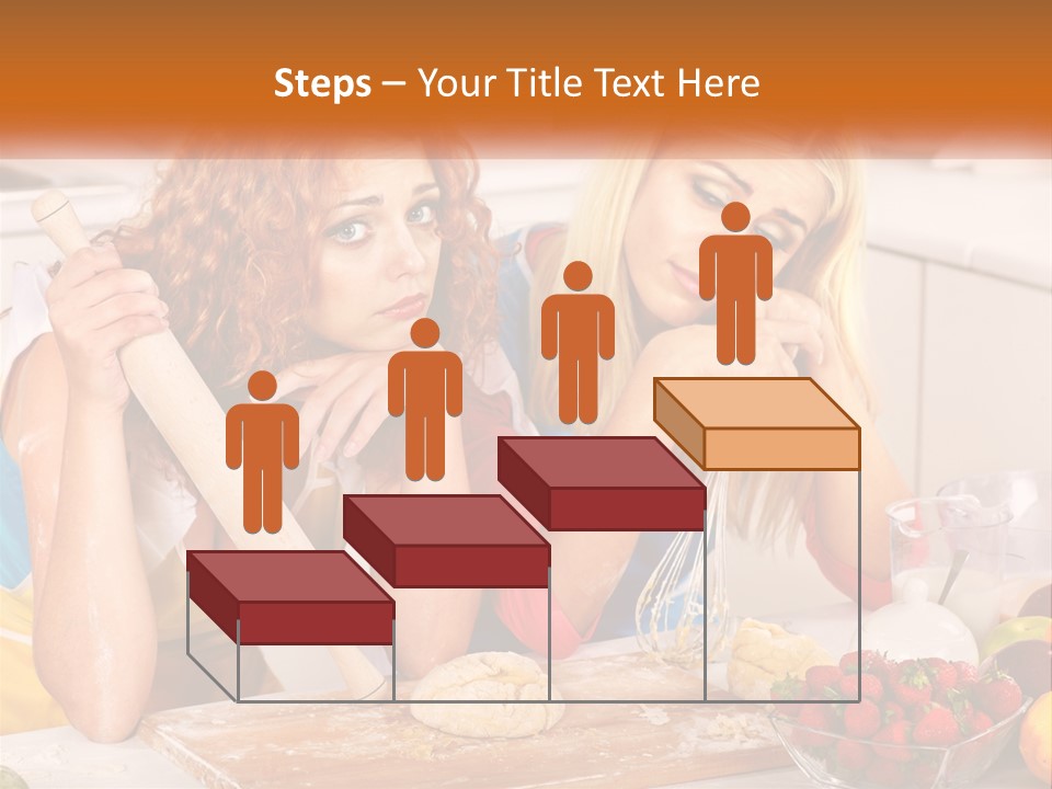 Two Women In The Kitchen With Rolling Dough PowerPoint Template