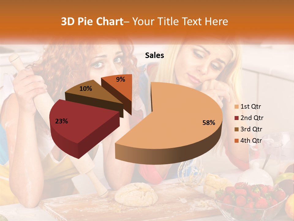 Two Women In The Kitchen With Rolling Dough PowerPoint Template