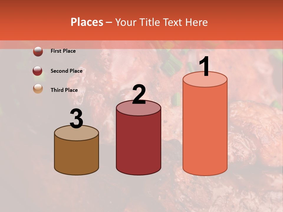 A Red Plate With Meat And Vegetables On It PowerPoint Template