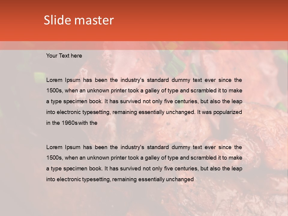 A Red Plate With Meat And Vegetables On It PowerPoint Template
