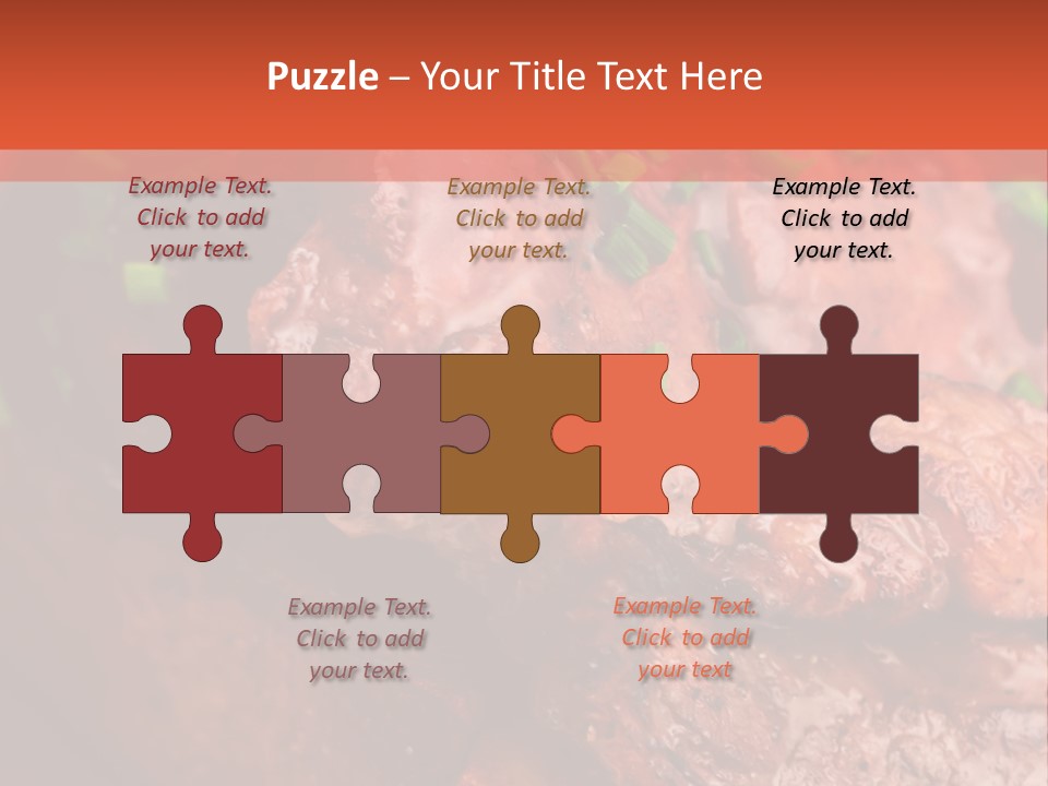 A Red Plate With Meat And Vegetables On It PowerPoint Template