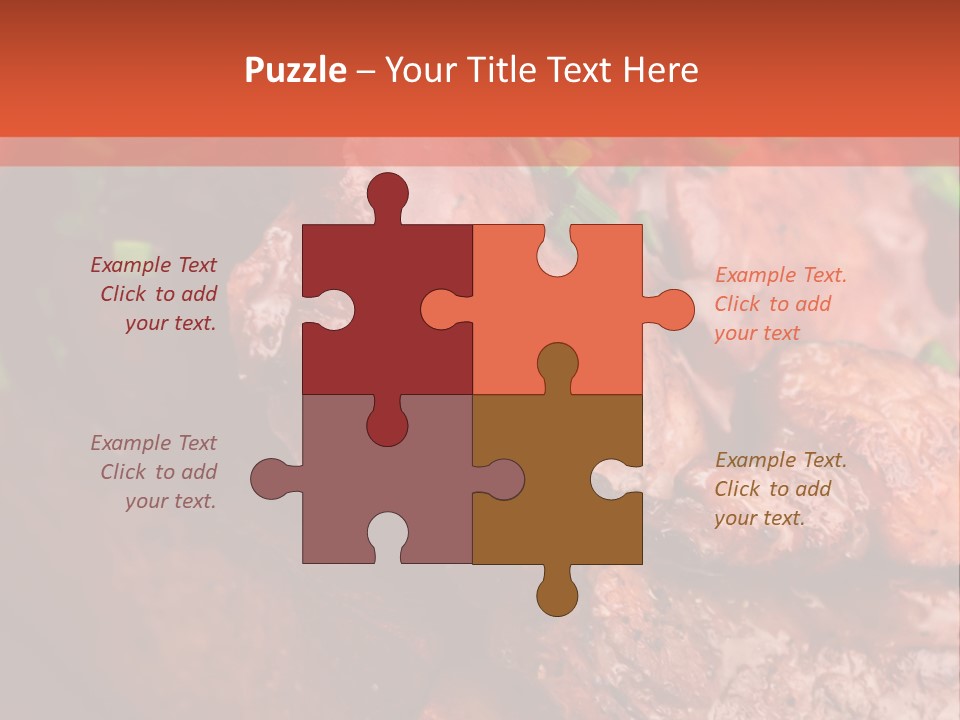 A Red Plate With Meat And Vegetables On It PowerPoint Template