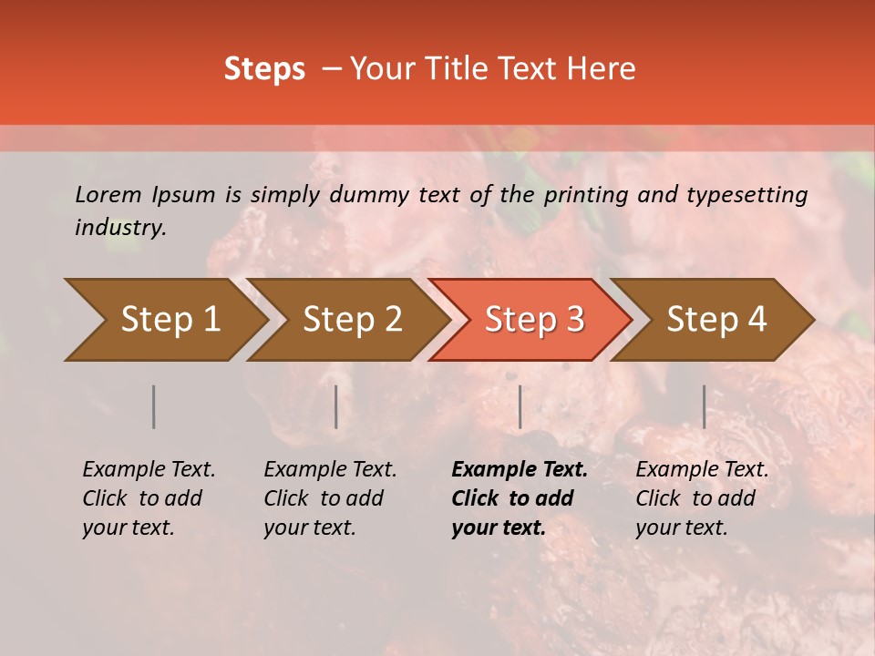 A Red Plate With Meat And Vegetables On It PowerPoint Template