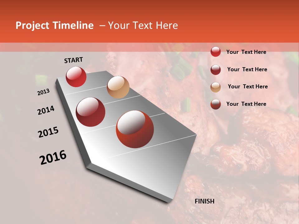 A Red Plate With Meat And Vegetables On It PowerPoint Template