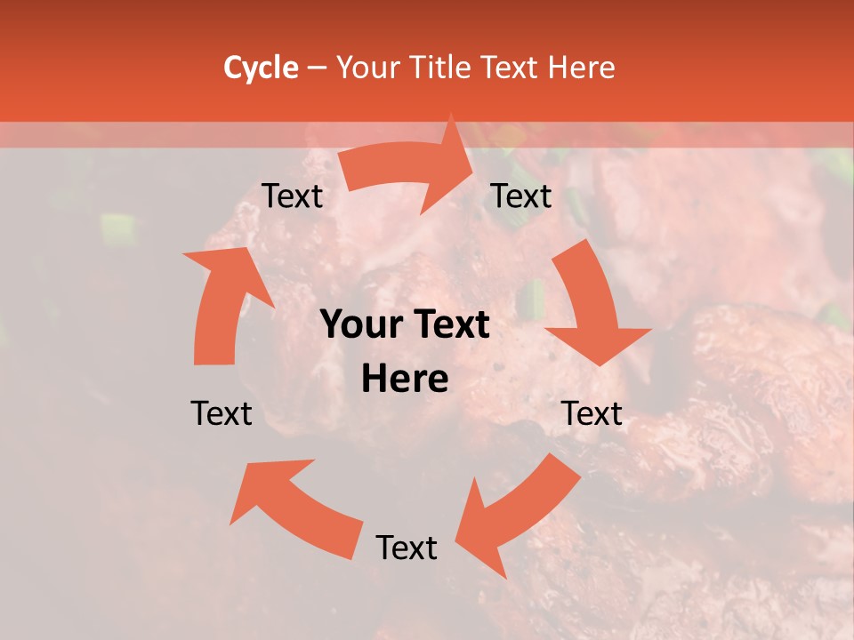 A Red Plate With Meat And Vegetables On It PowerPoint Template