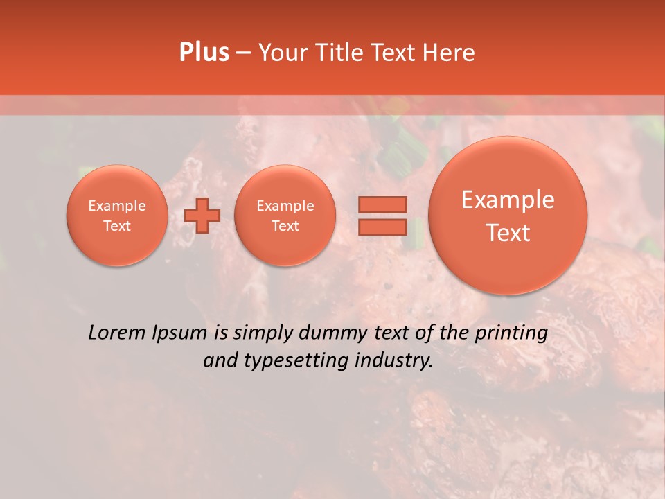 A Red Plate With Meat And Vegetables On It PowerPoint Template