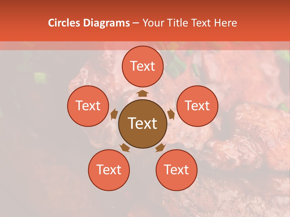 A Red Plate With Meat And Vegetables On It PowerPoint Template