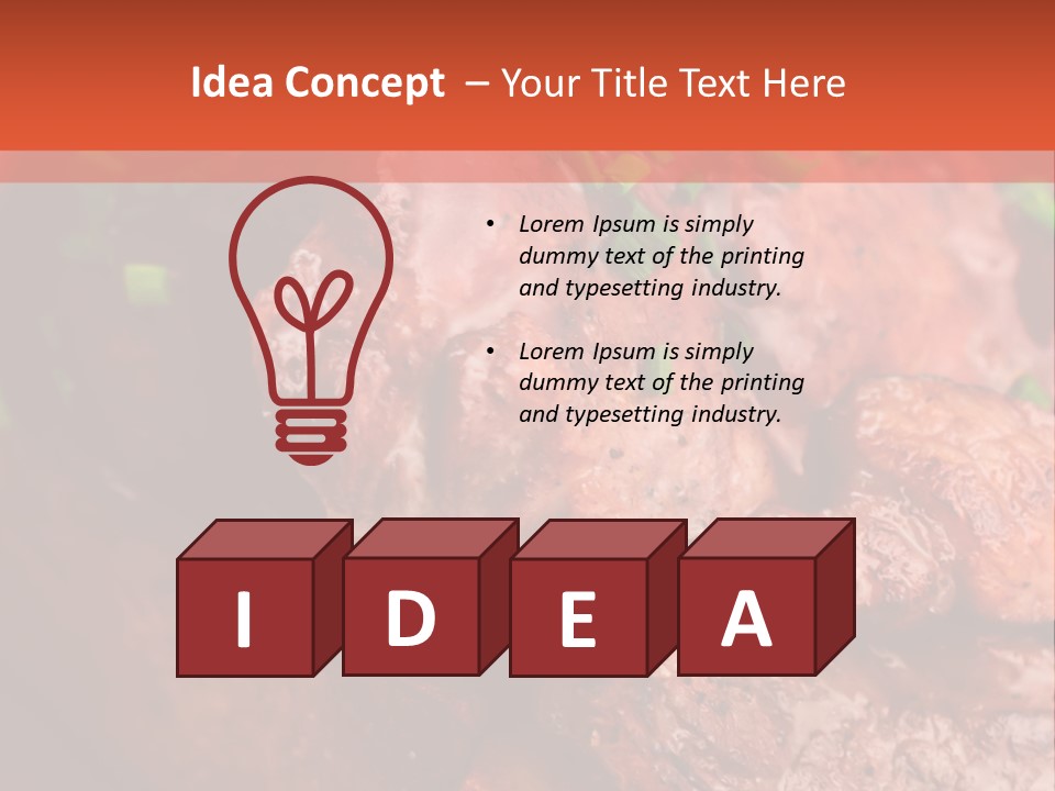 A Red Plate With Meat And Vegetables On It PowerPoint Template