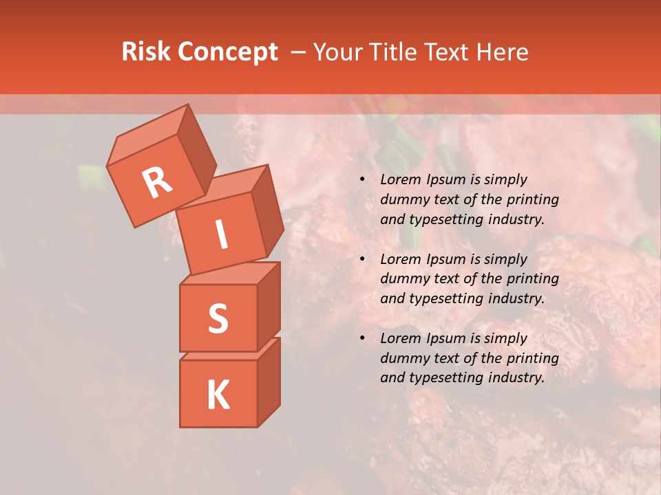 A Red Plate With Meat And Vegetables On It PowerPoint Template