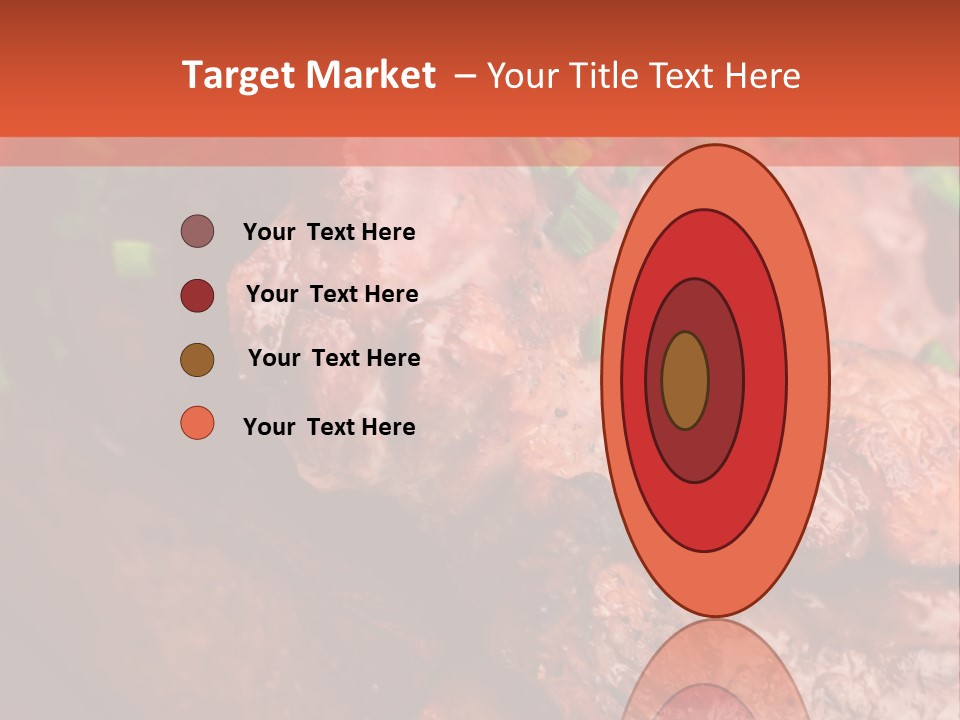 A Red Plate With Meat And Vegetables On It PowerPoint Template
