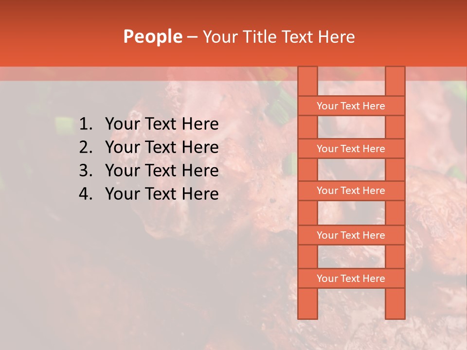 A Red Plate With Meat And Vegetables On It PowerPoint Template