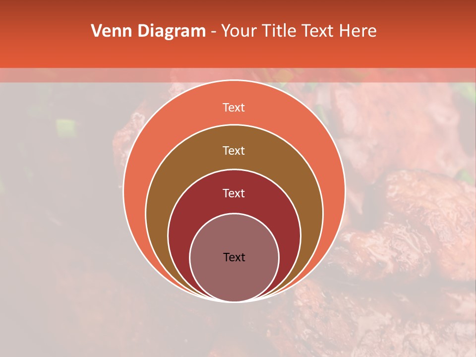 A Red Plate With Meat And Vegetables On It PowerPoint Template