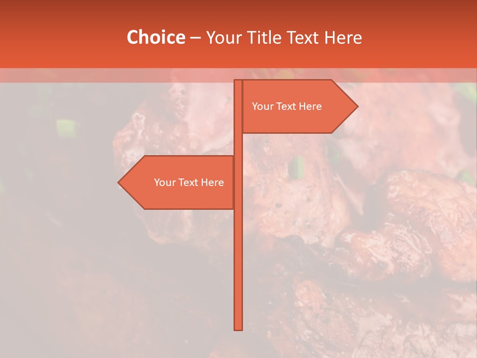 A Red Plate With Meat And Vegetables On It PowerPoint Template