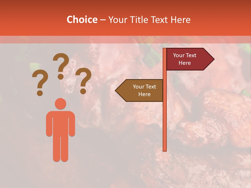 A Red Plate With Meat And Vegetables On It PowerPoint Template