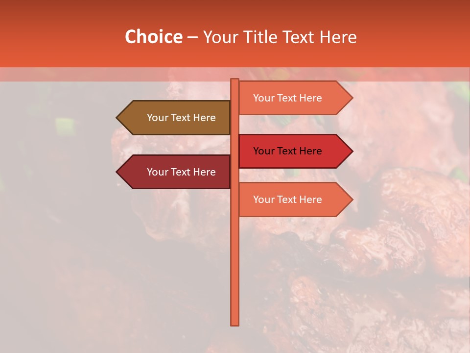 A Red Plate With Meat And Vegetables On It PowerPoint Template