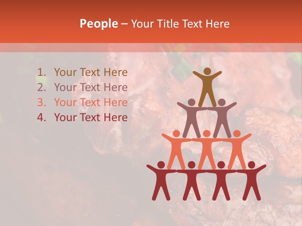 A Red Plate With Meat And Vegetables On It PowerPoint Template