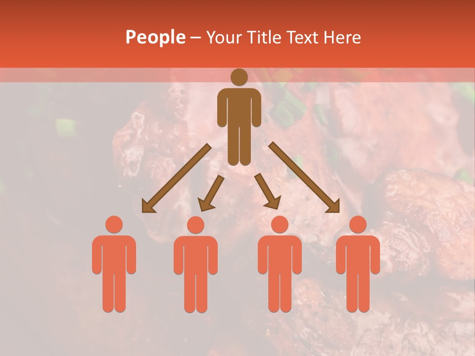 A Red Plate With Meat And Vegetables On It PowerPoint Template