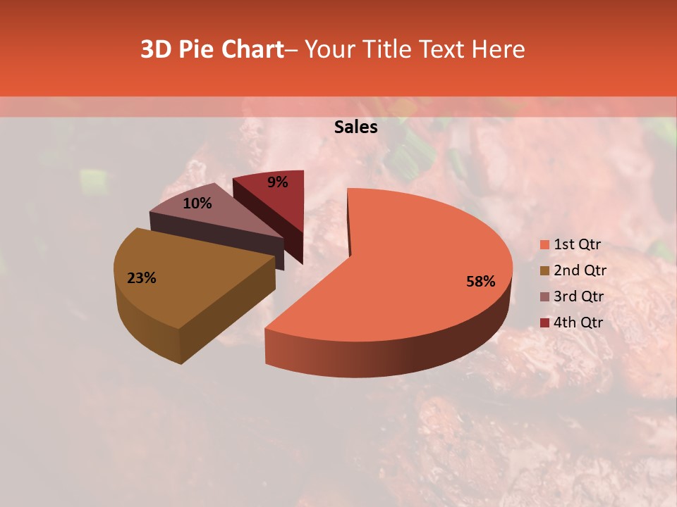 A Red Plate With Meat And Vegetables On It PowerPoint Template