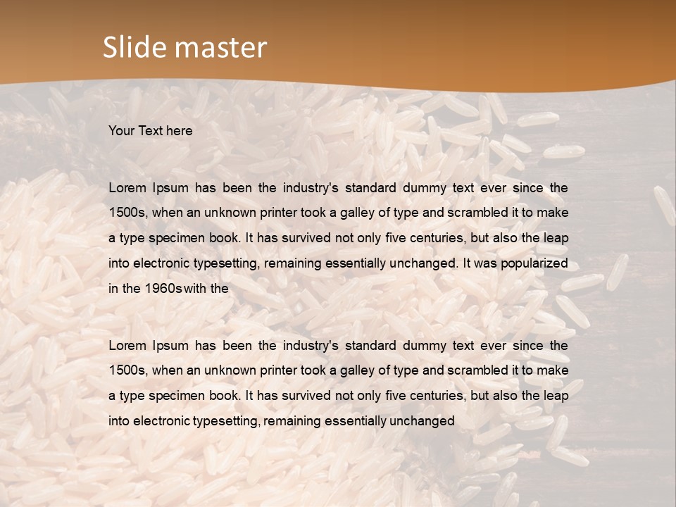 A Sack Of Rice On Top Of A Wooden Table PowerPoint Template