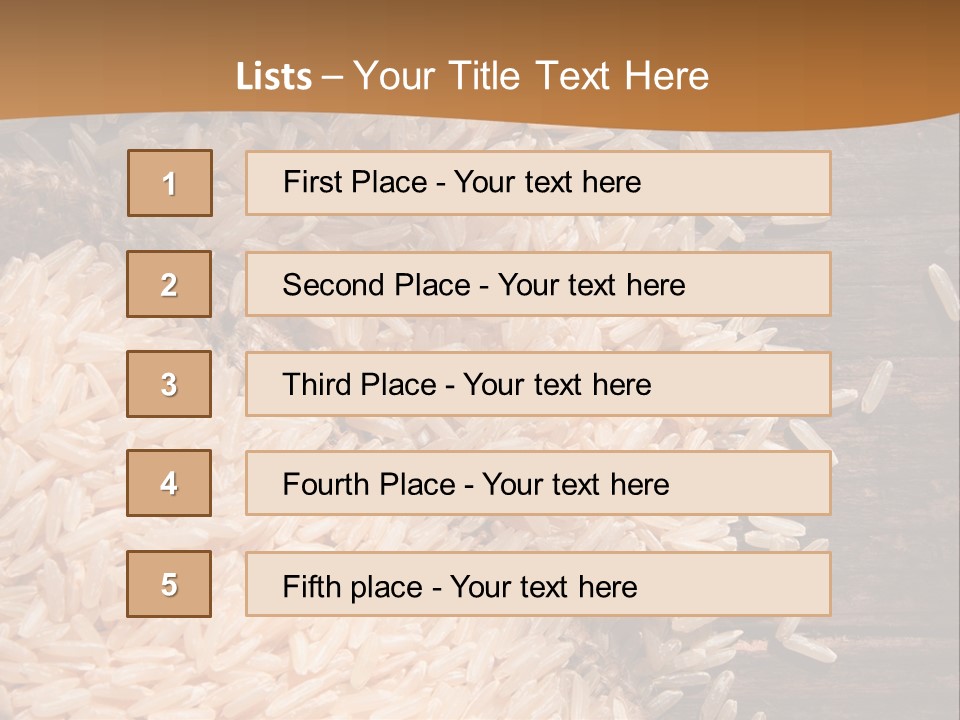 A Sack Of Rice On Top Of A Wooden Table PowerPoint Template