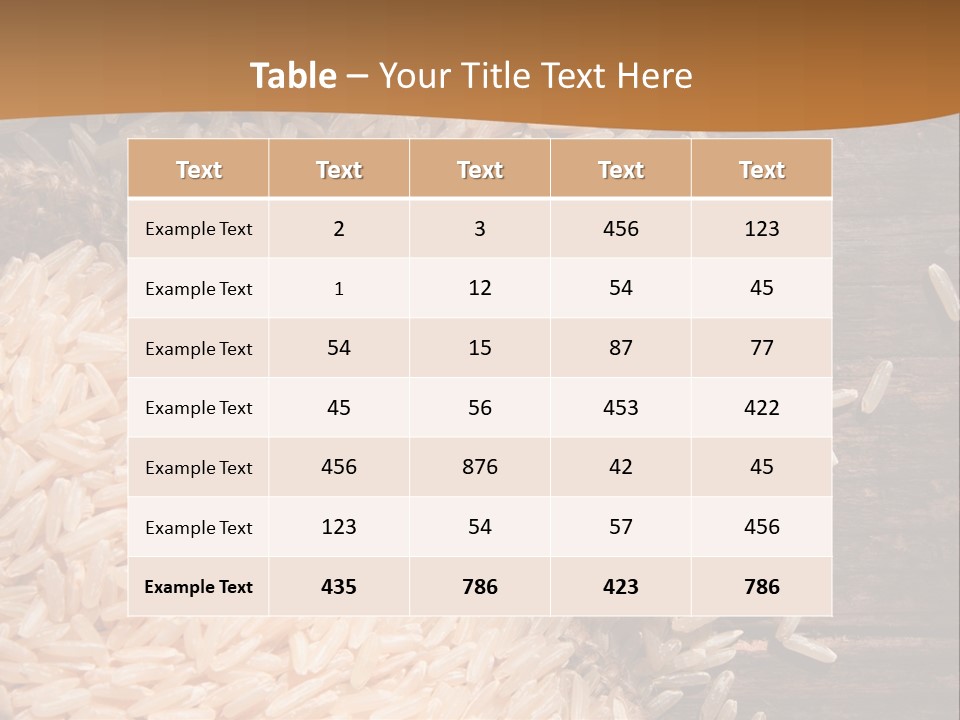 A Sack Of Rice On Top Of A Wooden Table PowerPoint Template