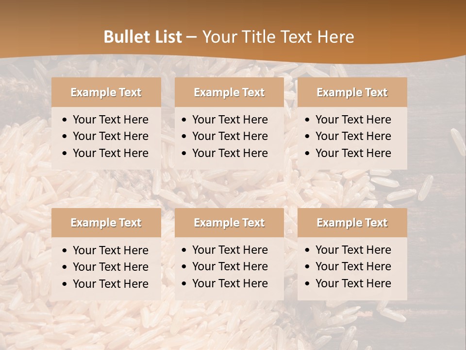 A Sack Of Rice On Top Of A Wooden Table PowerPoint Template