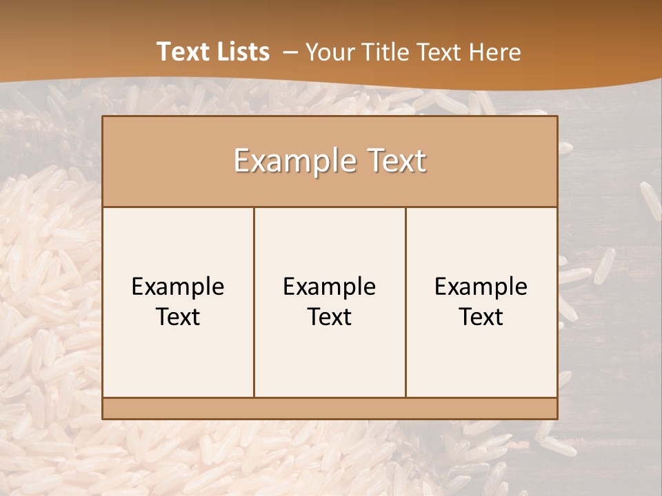 A Sack Of Rice On Top Of A Wooden Table PowerPoint Template