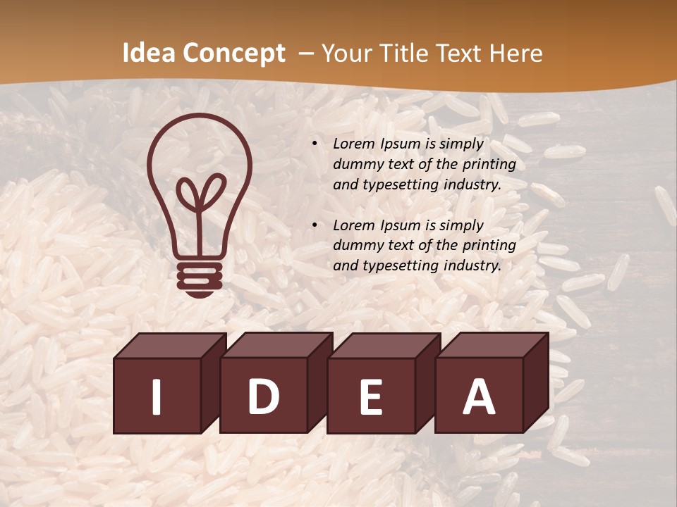 A Sack Of Rice On Top Of A Wooden Table PowerPoint Template