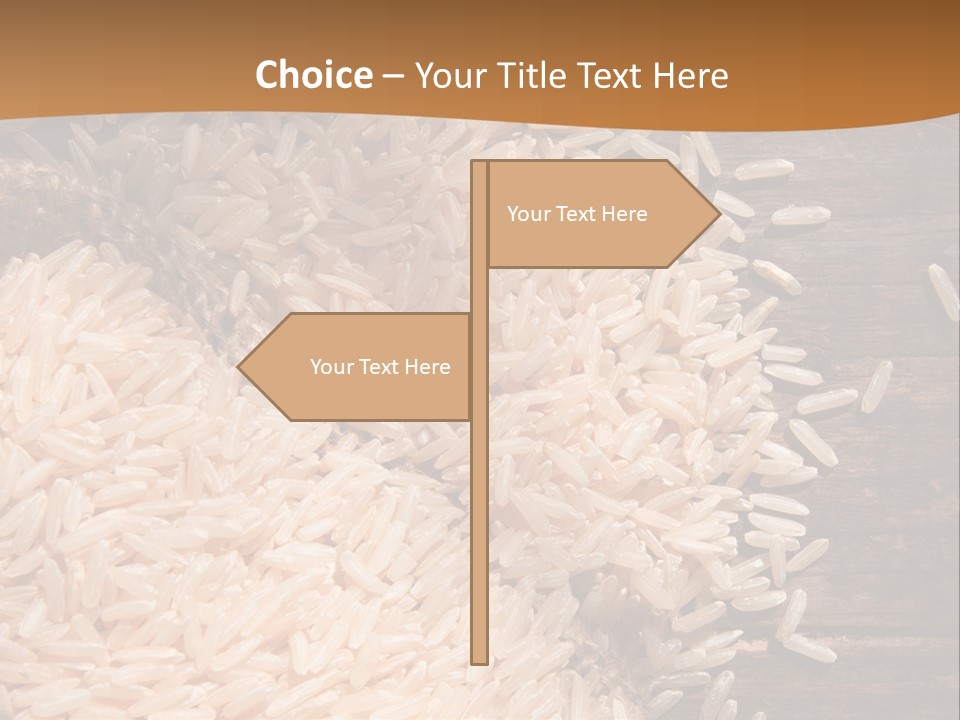 A Sack Of Rice On Top Of A Wooden Table PowerPoint Template