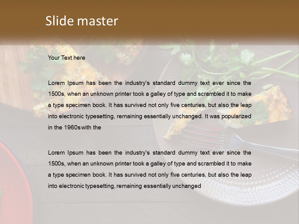 A Plate Of Food And A Fork On A Table PowerPoint Template